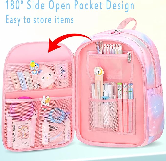 Kawaii Backpack - Pink & Purple Starry Rainbow Bookbag for Girls & Kids by TinyTreasures Baby Boutique
